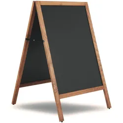 Kundenstopper Keitum Wood Line | hochwertiges, wetterfestes Buchenholz | 2 beschreibbare Kreide Tafeln 78x59cm | Outdoor Werbetafel Kreidetafel