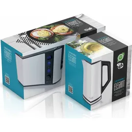 Arendo Frühstücks-Set, 2-Scheiben Langschlitz-Toaster/Wasserkocher 1,5L, Weiß
