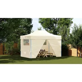 vidaXL Faltzelt Pop-Up 3 x 4,5 m cremeweiß inkl. 4 Seitenteilen
