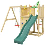 Jungle Gym Spielturm JUNGLE GYM "Deck", grün (dunkelgrün), Spieltürme, KinderB:296cm H:232cm T:342cm, Holz, Spielanlage mit Schaukel und Rutsche mit Wasseranschluss, B:296cm H:232cm T:342cm