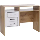 MCW Schreibtisch MCW-P43, Bürotisch Computertisch, 3 Schubladen MDF 75x100x40cm ~ Wotan-Eiche-Optik, weiß