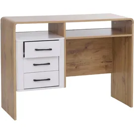 MCW Schreibtisch MCW-P43, Bürotisch Computertisch, 3 Schubladen MDF 75x100x40cm ~ Wotan-Eiche-Optik, weiß