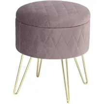 Woltu Polsterhocker mit Stauraum Samt Pouf rund rosa