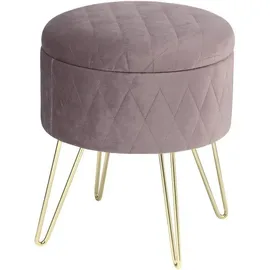 Woltu Polsterhocker mit Stauraum Samt Pouf rund rosa