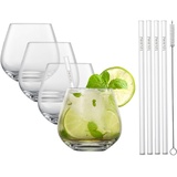 Schott Zwiesel After Work Drinks Set mit 4 Bechern, 4 Glastrinkhalmen und 1 Baumwollbürste, spülmaschinenfeste Tritan-Kristallgläser, Made in Germany (Art.-Nr. 130015)