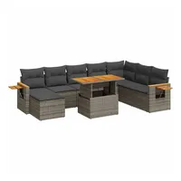 vidaXL Garten-Lounge-Set 9-tlg. grau