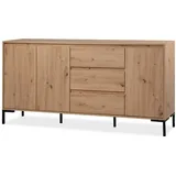 furn.design Sideboard Bastia 170 x 87 x 40 cm Eiche Artisan / Schwarz