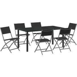 vidaXL 7-teiliges Gartenset - Schwarz Textilene und Stahl