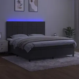vidaXL Boxspringbett mit Matratze & LED Dunkelgrau 160x200 cm Samt