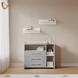 livinity® Wickelkommode Torino Weiß/Grau mit Schubladen