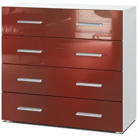 Vladon Pavos V1 76 x 72 x 35 cm Weiß matt / Bordeaux Hochglanz