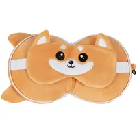 I-TOTAL ® - Kissen mit Schlafmaske, verschließbares Kissen mit Haken für Reise (Shiba)