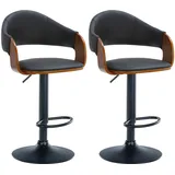 CLP 2er Set Barhocker Nilse Kunstleder I Barstuhl Mit Holzsitzschale I Höhenverstellbares Metallgestell Mit Fußstütze