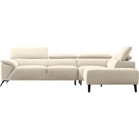 Nicoletti Home Ecksofa, Breite 287 cm, verstellbare Kopfstütze, Ottomane links oder rechts, beige