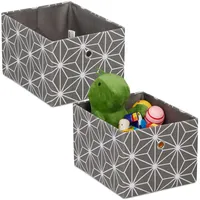 Relaxdays Aufbewahrungsbox, 2er Set, Stoffbox rechteckig, H x B