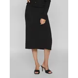 VILA Strickrock "VICOMFY A-LINE KNIT SKIRT- NOOS", Damen, Gr. XL (42), schwarz, Strick, Obermaterial: 51% Viskose, 27% Polyester, 22% Polyamid, unifarben, regular fit kniebedeckend, Röcke