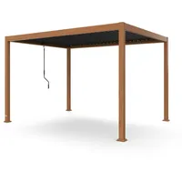 Blumfeldt LuminaHaven Pergola 3x4 verzinkter, holzfarbener Stahl Schwarz