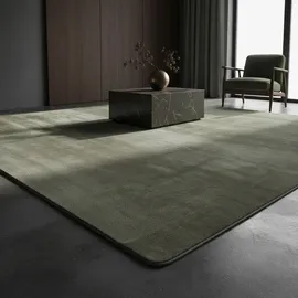 KADIMA DESIGN Kurzflorteppich, Waschbar ISAR einfarbig, Grün, 120 x 160 cm