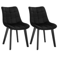 2 x Esszimmerstühle Küchenstuhl mit Lehne aus Samt Holz Schwarz BH274sz-2