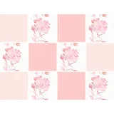 Fliesenaufkleber QUEENCE "Blumen", rosa (rosa, weiß), B:15cm H:15cm T:0,1cm, Fliesenaufkleber, Stickerfliesen, selbstklebend, Sticker, 12er Set