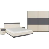 Rauch Schlafzimmer-Set RAUCH "Komplettschlafzimmer Schlafzimmer Schlafzimmermöbel SAJO", beige (champagner, graumetallic), Ohne Spiegel + ohne Matratze, B/H: 160cm x 200cm, Ohne Spiegel, Holzwerkstoff, Schlafzimmermöbel-Sets, optional mit Spiegel am