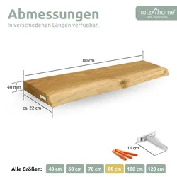 holz4home® Schwebendes Wandregal   mit Baumkante