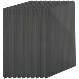 Relaxdays Doppelstegplatten Set, 6mm, für Gewächshaus, HB: 121x60,5 cm, Polycarbonat, anthrazit
