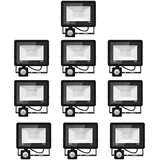 10*led strahler mit bewegungsmelder außen 30W,3000LM LED Strahler Außen mit Bewegungsmelder IP66 Scheinwerferled aussenstrahler bewegungsmelder Kaltes Weiß 6000K Außenstrahler LED Fluter Flutlicht