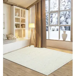 Wollteppich MY HOME "Pirker", beige (natur), B:70cm H:12mm L:140cm, Schurwolle, Teppiche, Wendeteppich, meliert, reine Wolle, handgewebt, Scandi, Wohnzimmer