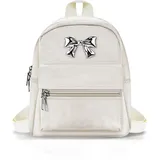 FuninCrea Rucksack Damen Klein Lässig Mini Rucksack Damen mit Fronttasche, Rucksäcke Wasserdicht für Frauen Leichtgewicht Rucksäcke Klein Elegant Lässig Rucksack für Hochschule Reisen (Stil 1 Weiß)