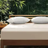Gezu Baumwollesatin Spannbettlaken 180x200 Mako Satin Beige Creme Weich Hypoallergen Thermoregulierend Spannbetttuch Bettlaken 180x200 Spannbettlaken 100% Langstapelige Baumwolle für bis 30cm Matraze