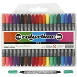 Colortime Creativ Company Colortime Dual-Filzstifte, Strichstärke 2,3+3,6 mm, Standard-Farben, 20 Stk