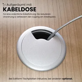 bümö höhenverstellbarer Eckschreibtisch U-Serie 200x120 graphit, Gestell in weiß - Schreibtisch L Form, großer Tisch für's Büro, Computertisch