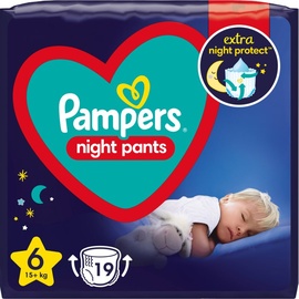 Pampers Night Pants Windeln Größe 6 (15+ kg), 19 Windeln, Nachtwindeln bieten Schutz Die Nacht
