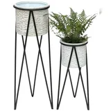 DanDiBo Ambiente Blumenhocker mit Topf 2er Set Metall 60 x 30 cm Schwarz Weiß
