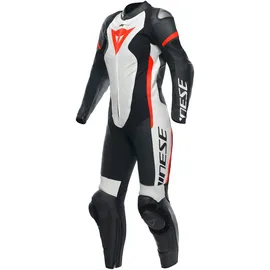 Dainese Grobnik 1-Teiler Damen Motorrad Lederkombi, schwarz/weiß/neon-rot, 44