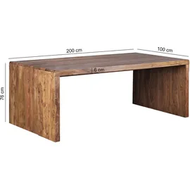 KADIMA DESIGN Schreibtisch BOHA Massiv-Holz Computertisch 200 cm breit Echtholz Design Ablage Büro-Tisch