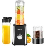 NULSTA Standmixer Smoothie Maker, Blender elektrisch, 600,00 W, 3Gang inkl. Zerkleinerer und Trockenmahlbecher weiß