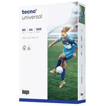 Inapa tecno Kopierpaier universal A4 80g 2-fach gelocht Ecolabel & FSC Nr. 2100077513, PA= 500 Blatt, CIE Weiße 153