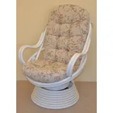 Rattani Rattanstuhl Rattan Drehsessel, Drehwippsessel Linda Weiß Lackiert
