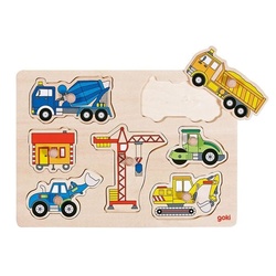 Goki 57593 - Steckpuzzle Baufahrzeuge