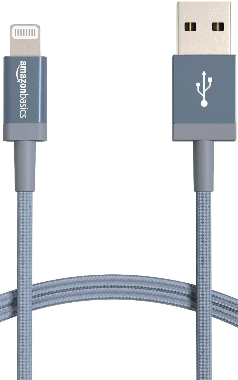 Amazon Basics - Verbindungskabel USB-A auf Lightning, Nylon-umflochten, MFi-zertifiziertes Ladekabel für iPhone, dunkelgrau, 0.9 m, kompatible mit Tablet