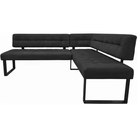 Home Affaire Eckbank HOME AFFAIRE "Mia Küchenbank, Polsterbank, Esszimmerbank, 207x167 cm", dunkelgrau, schwarz, B:207cm H:61cm T:167cm, Massivholz, Metall, Polyester, Sitzbänke, Eckbank, Moderne Bank und Farben, Sitzplatzanzahl: 5, Frei in Raum stellbar