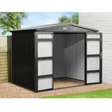 Mr. GARDENER Gerätehaus, Metall, BxHxT: 244 x 201 x 179 cm (Außenmaße inkl. Dachüberstand) - grau