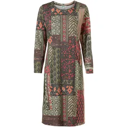 Bauwoll-Mix-Kleid, Druck oliv, 44