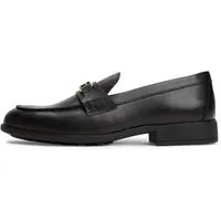 Tommy Hilfiger Damen Loafer Logo Leather Loafer aus Leder, Schwarz (Black), 38