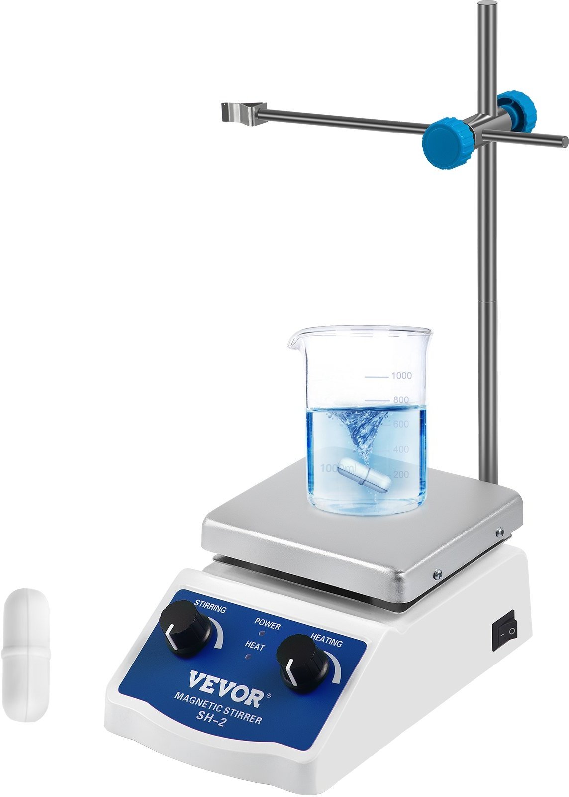 VEVOR SH-2 Magnetrührer Heizplatte Magnetrührer 180W Magnetic Stirrer Hot Plate 120 * 120mm Magnetic Stirrer Mixer 1L