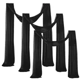 Surwin Hochzeit Vorhang Hochzeitsbogen, 3 Stücke Chiffon Stoff Querbehang Deko Gardinen Vorhang Tüll Vorhänge Hochzeitsbögen für Fotografie Party Hochzeit Zeremonie (Schwarz,75x600cm(20FT))