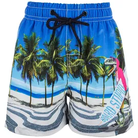 ZigZag Badehose "Dino", Kinder, Gr. 92, EURO-Größen, blau (blau, pink), Elasthan, Polyester, mehrfarbig, Badehosen Badehose, mit Hingucker-Aufdruck