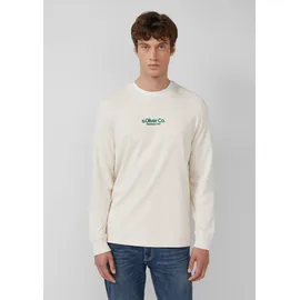 s.Oliver Longsleeve aus Baumwolle mit Rippbündchen und Logo - creme - 3XL